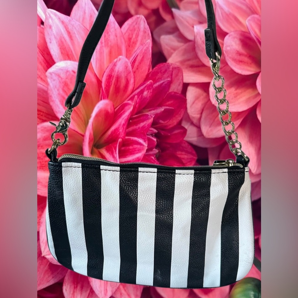Betsey Johnson Black & White Stripe Wristlet